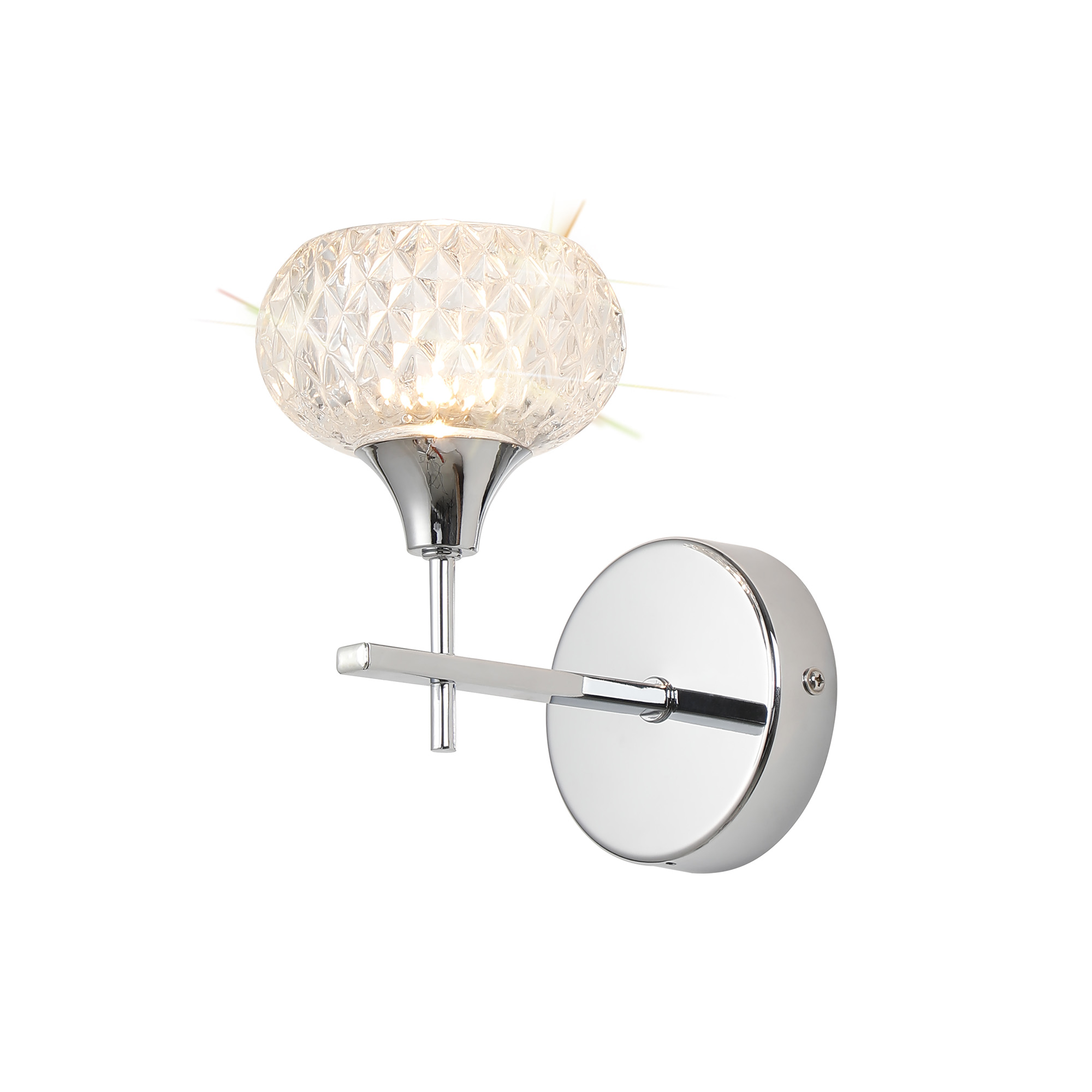 D0848CH  Aria Glass Wall Lamp 1 Light IP44 Polished Chrome